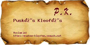 Puskás Kleofás névjegykártya